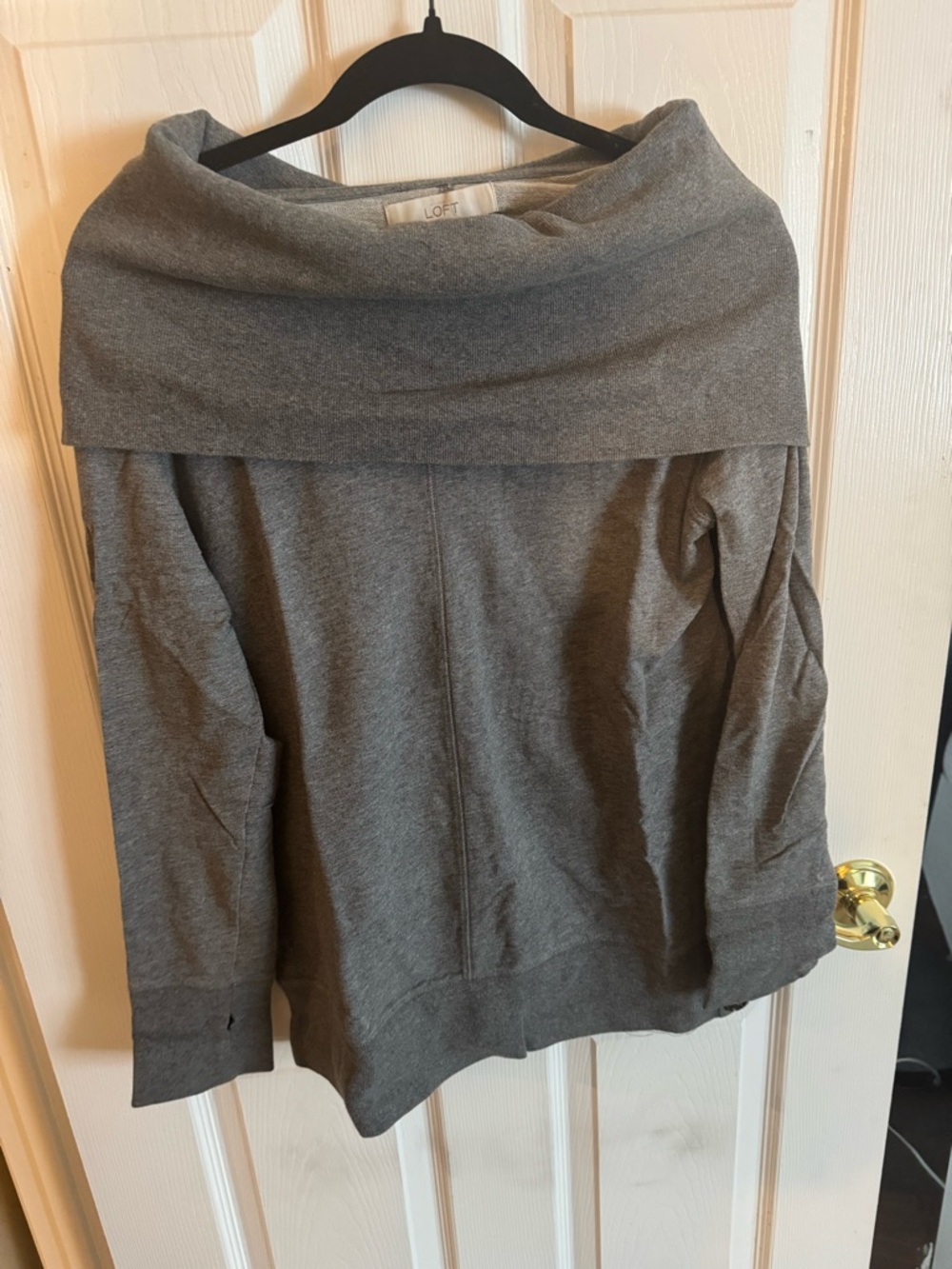 LOFT Charcoal Foldover Collar Pullover